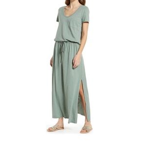 Caslon Cotton Blend Maxi Dress Green NWOT
